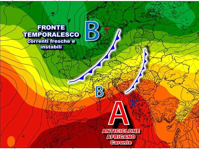 Meteo: nord flagellato da violenti temporali, sud sotto la brace con Caronte-bis a 44-45°C. Novità in Arrivo!