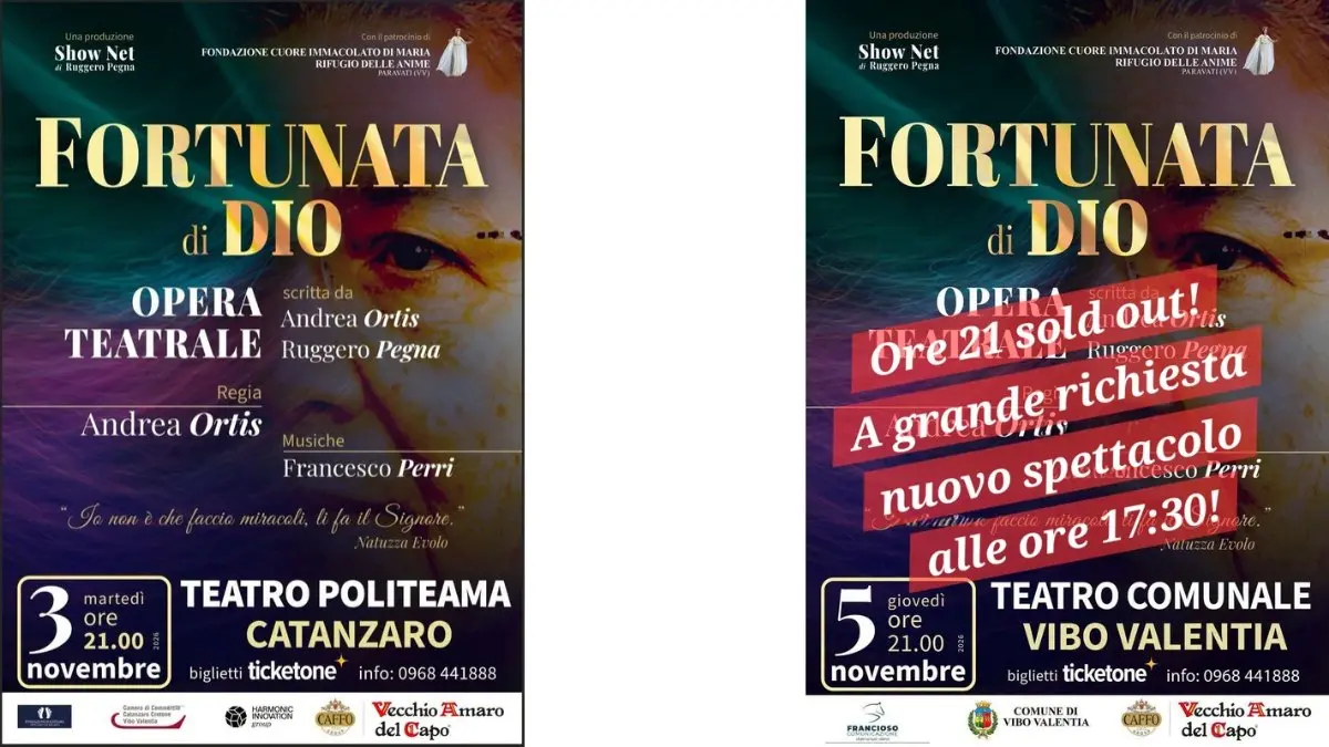 Dopo il sold out della prima, raddoppiano le repliche di Fortunata di Dio al Teatro di Vibo Valentia