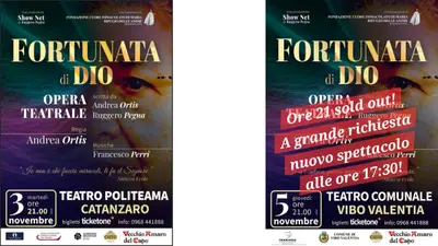 Dopo il sold out della prima, raddoppiano le repliche di Fortunata di Dio al Teatro di Vibo Valentia
