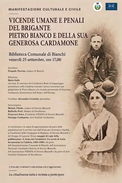 A Bianchi un convegno sulle vicende umane del brigante Pietro Bianco