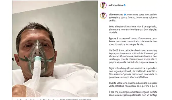 Aldo Montano ricoverato per shock anafilattico dopo una cena