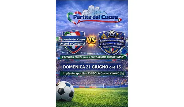 M.I.A. Patria scende in campo: il 21 giugno la Partita del Cuore a Vinovo per la ricerca contro il tumore