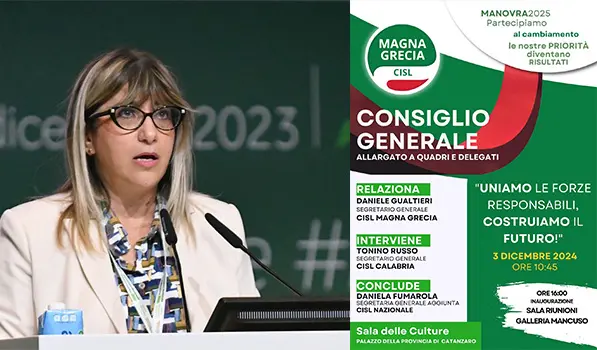 CISL, martedì la segretaria generale aggiunta Daniela Fumarola a Catanzaro