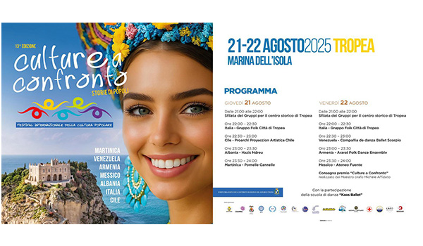 Il 21 e 22 Agosto “Culture a Confronto” a Tropea