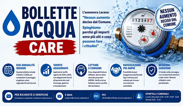 Bollette acqua. Catanzaro. L’assessora Lacava: “Nessun aumento deciso dal Comune.