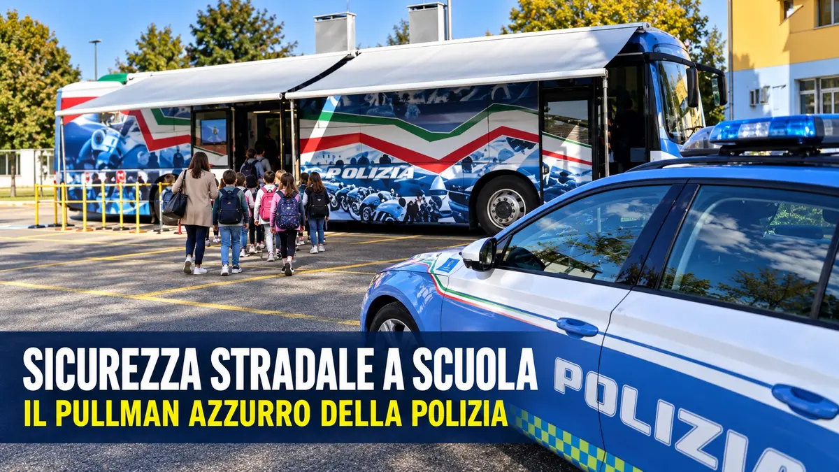 Sicurezza stradale a scuola con il Pullman Azzurro della Polizia