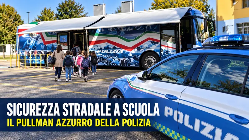 Sicurezza stradale a scuola con il Pullman Azzurro della Polizia