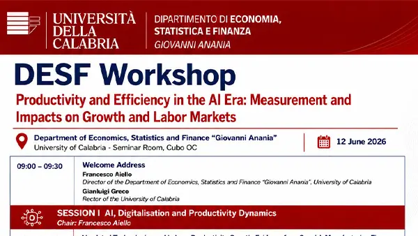 Intelligenza artificiale, produttività e lavoro: studiosi italiani ed europei a confronto all’Università della Calabria