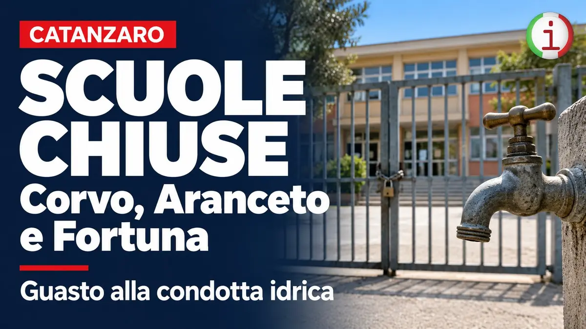 Catanzaro scuole chiuse a Corvo Aranceto e Fortuna per un guasto alla rete idrica