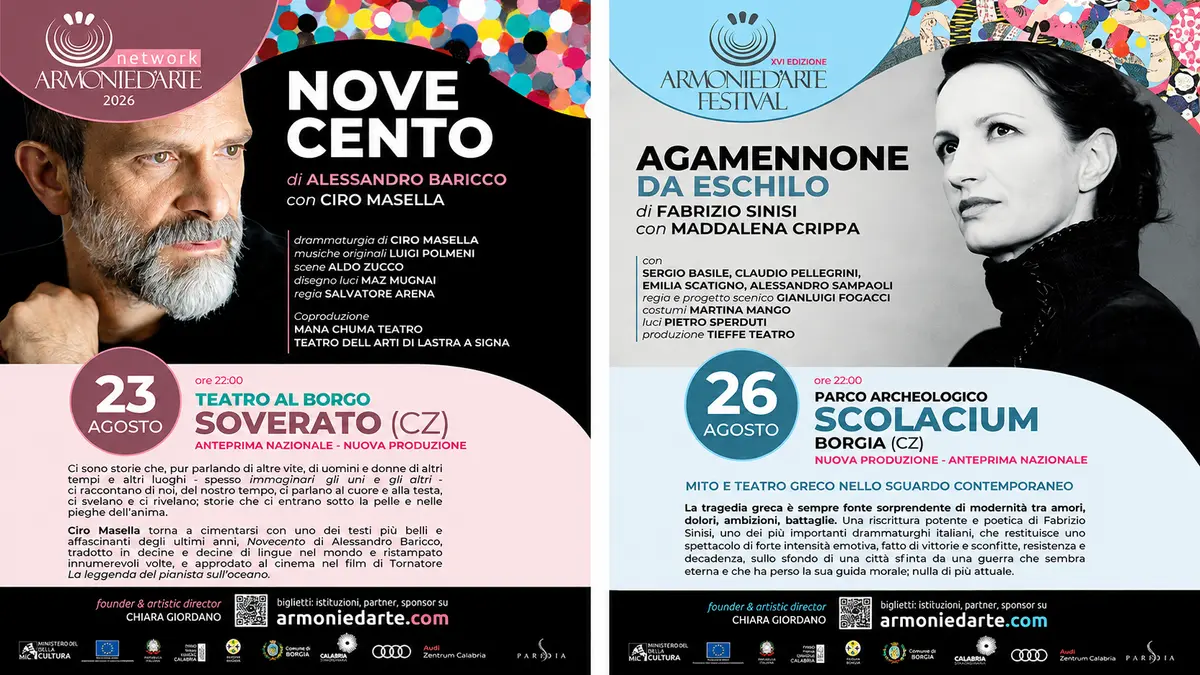Armonie d’Arte,un’estate di grandi appuntamenti prosegue tra luoghi speciali e nuove produzioni teatrali
