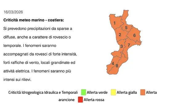 Allerta meteo arancione a Crotone: scuole chiuse e attivato il Centro Operativo Comunale per il 16 marzo 2026