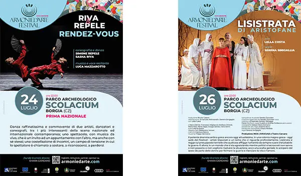 Armonie d'Arte Festival torna a Scolacium con due grandi appuntamenti tra danza e teatro per raccontare gli approdi dell'umano. 