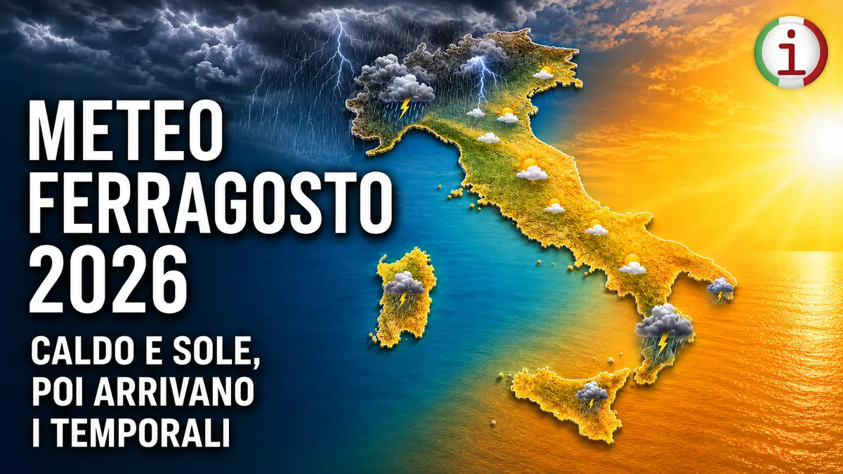 Meteo Ferragosto 2026 caldo intenso sull’Italia ma da domenica aumentano i temporali