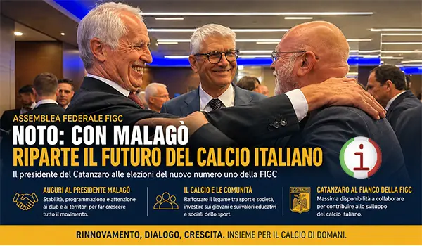Floriano Noto si congratula con Malagò: il Catanzaro guarda con fiducia al nuovo corso della FIGC