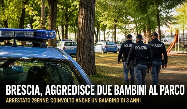 Brescia, aggredisce due bambini in un parco pubblico: arrestato un 29enne