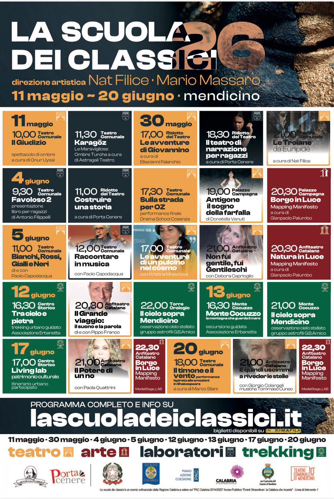 Mendicino si accende di cultura con “La scuola dei classici 2026”: un festival tra teatro, paesaggio e innovazione narrativa
