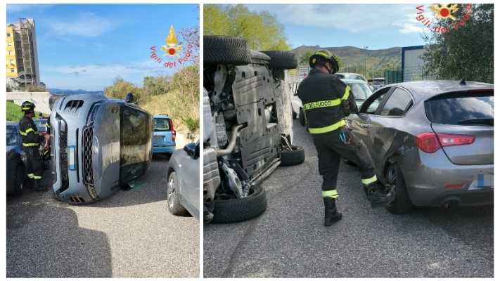 Incidente stradale Qr Germaneto: Range Rover si ribalta, illeso il conducente