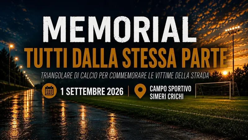 Simeri Crichi , nel ricordo delle vittime della strada: il 1° settembre il Memorial “Tutti dalla Stessa Parte” .