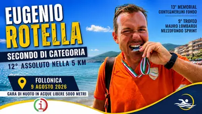 Eugenio Rotella protagonista a Follonica secondo posto di categoria nella 5 km in acque libere
