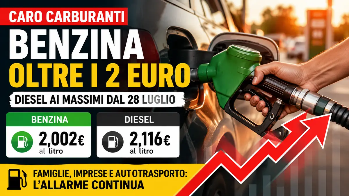 Carburanti oltre i 2 euro, benzina e diesel sempre più cari: cresce l’allarme per famiglie e imprese