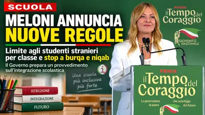 Scuola, Meloni annuncia nuove regole su studenti stranieri e divieto di burqa e hijab. Video