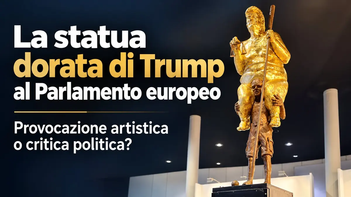La statua dorata di Trump al Parlamento europeo: provocazione artistica o critica politica