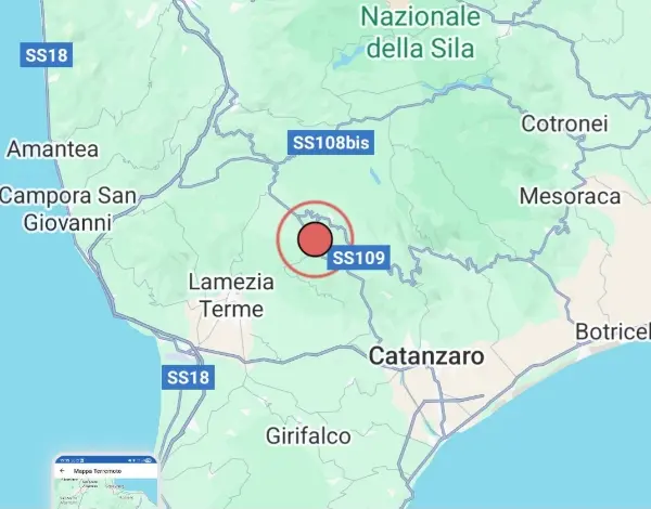 Terremoto in Calabria: scossa di magnitudo ML 3.8 nel Catanzarese