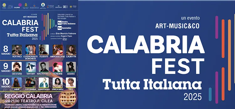 Attesa per il “Calabria Fest Rai Tutta Italiana 2025”, Il Festival della Nuova Musica d’autore  al Teatro Cilea di Reggio Calabria, premio Top Of The Year di Rai Radio Tutta Italiana