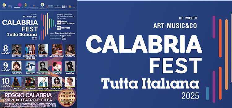 Attesa per il “Calabria Fest Rai Tutta Italiana 2025”, Il Festival della Nuova Musica d’autore  al Teatro Cilea di Reggio Calabria, premio Top Of The Year di Rai Radio Tutta Italiana