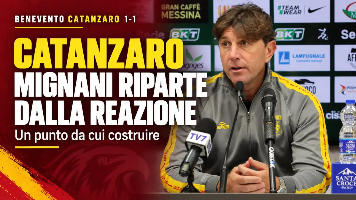Benevento Catanzaro, Mignani nel dopo partita apprezza la reazione e chiede continuità nel lavoro. Video