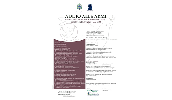 Convegno giuristi cattolici di Catanzaro su "ADDIO ALLE ARMI"