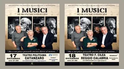 Al via la prevendita per il doppio omaggio della Calabria a Francesco Guccini con i suoi leggendari “Musici”  Il 17 dicembre a Catanzaro e il 18 dicembre a Reggio