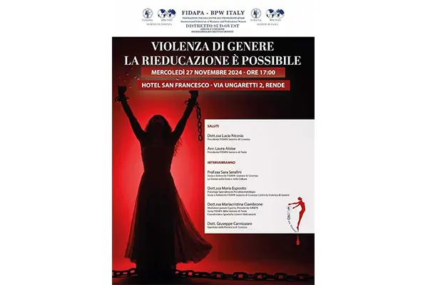 La Fidapa di Cosenza e di Paola insieme per il convegno “Violenza di genere: la rieducazione è possibile”