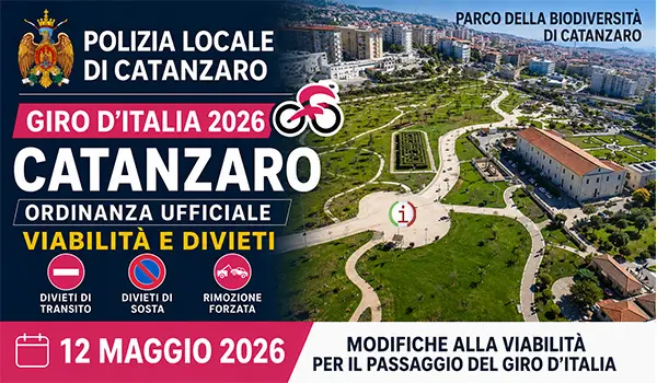 Giro d’Italia 2026 a Catanzaro, cambia la viabilità: tutte le strade chiuse e i divieti del 12 maggio