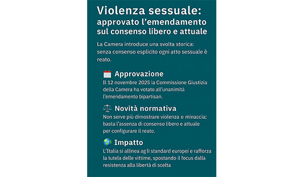 violenza sessuale: approvato il principio del consenso libero e attuale