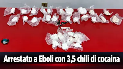 Arrestato a Eboli con 3,5 chili di cocaina
