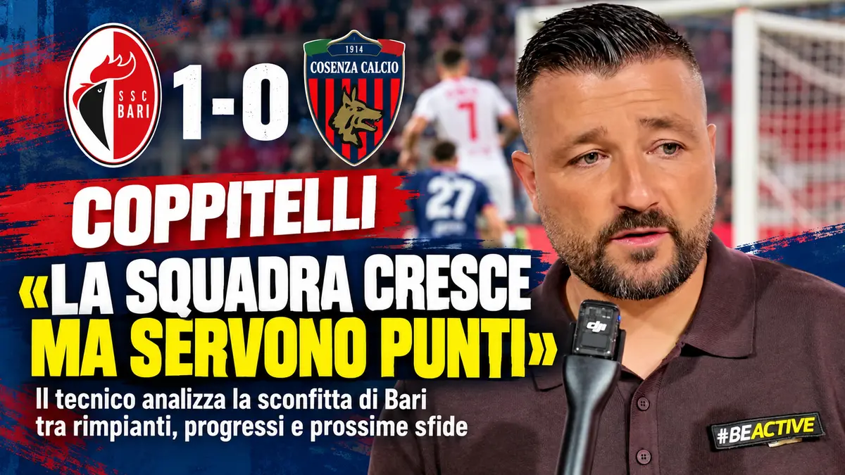 Bari-Cosenza 1-0, Coppitelli analizza la sconfitta: «La squadra cresce, ma servono punti»