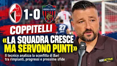 Bari-Cosenza 1-0, Coppitelli analizza la sconfitta: «La squadra cresce, ma servono punti»