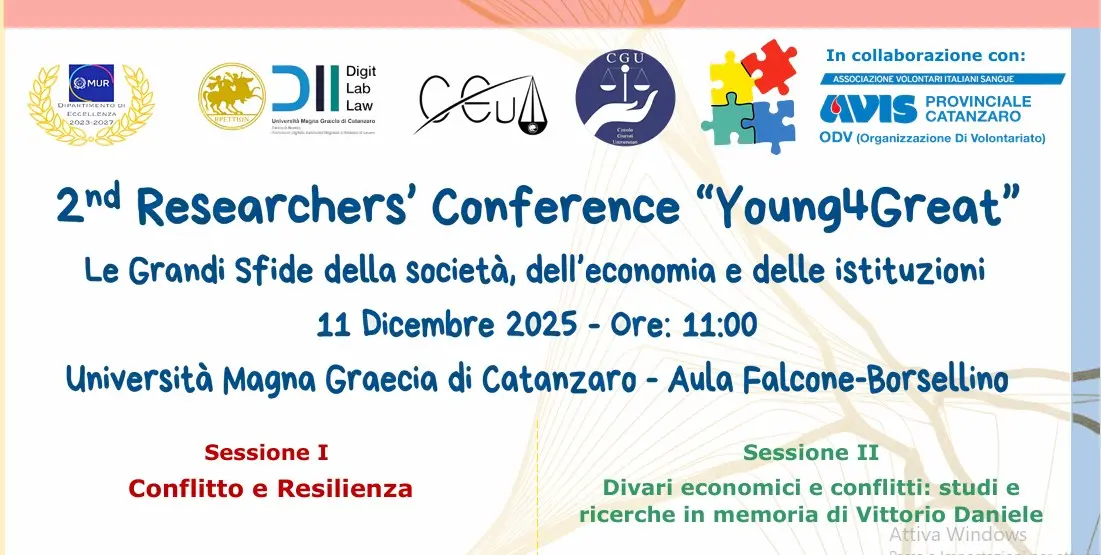 Internazionalizzazione e Ricerca:  torna l’appuntamento con la Conferenza “Young4Great”