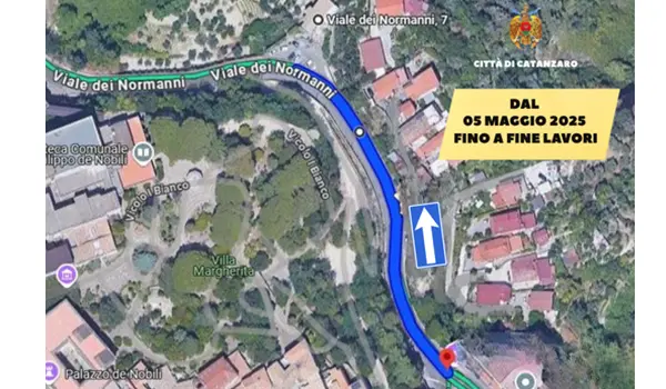 Catanzaro, lavori su Viale dei Normanni dal 5 maggio: senso unico e modifiche alla viabilità