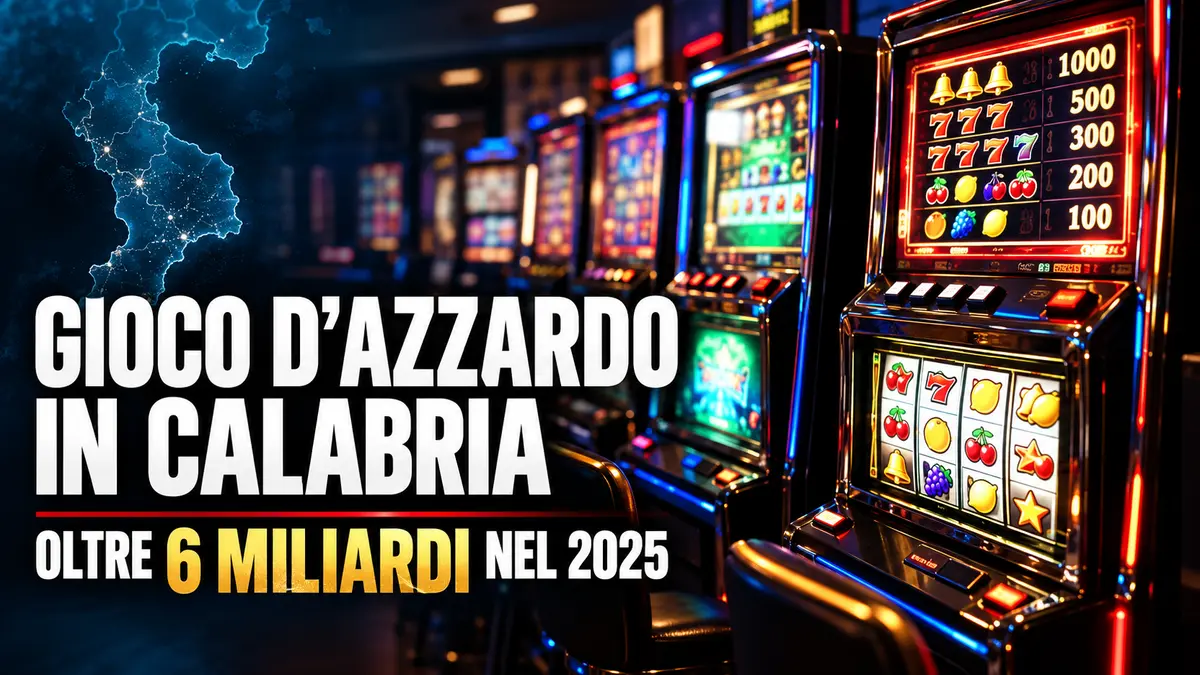 Gioco d’azzardo in Calabria, nel 2025 puntate per oltre 6,1 miliardi di euro