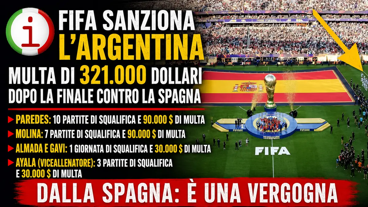 Mondiali 2026, la FIFA punge l'Argentina: multe e squalifiche dopo la finale