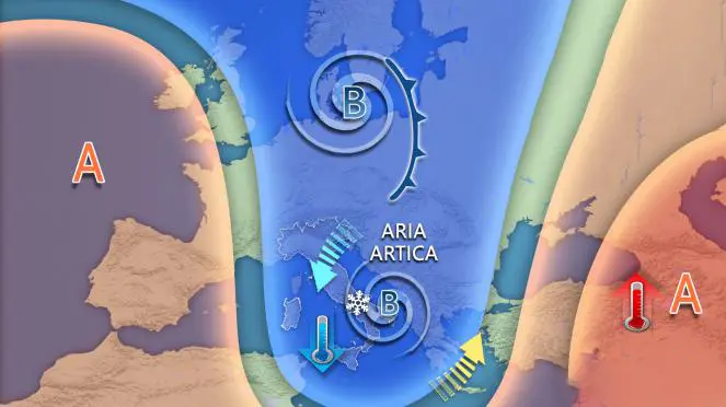 Allerta meteo: freddo artico in arrivo, neve a bassa quota e forti temporali sul Centro-Sud