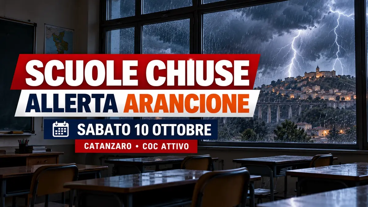 Maltempo a Catanzaro, sabato 10 ottobre scuole chiuse per allerta arancione