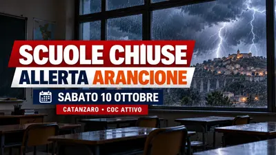 Maltempo a Catanzaro, sabato 10 ottobre scuole chiuse per allerta arancione