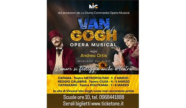 Oltre 1500 studenti già confermati per la straordinaria Opera Musical “Van Gogh Cafe’” a Reggio Calabria e Catanzaro 