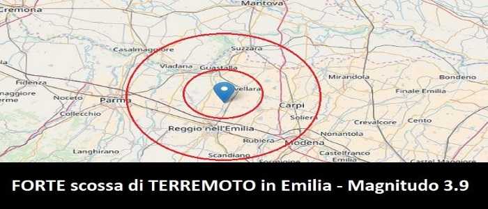 Una scossa di magnitudo 3.9 in provincia di Reggio Emilia