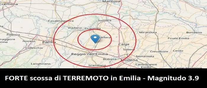 Una scossa di magnitudo 3.9 in provincia di Reggio Emilia