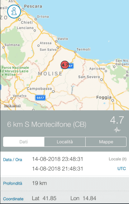 Terremoto, avvertita forte scossa in Molise, Abruzzo, Puglia e Campania