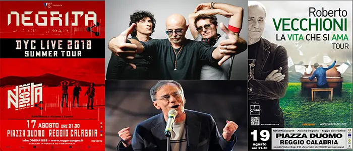 "Fatti di musica 2018": a Reggio Calabria ecco i concerti dei Negrita e Roberto Vecchioni